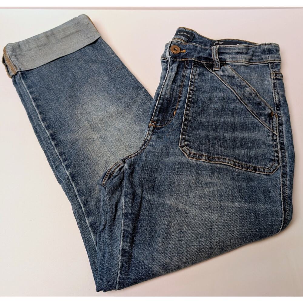 J Jill Denim High Rise Jeans WOMENS SIZE 8P Straight Leg Ankle Crop Stretch Pant